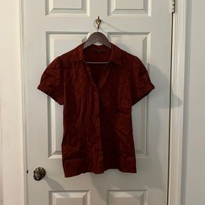Rust Vneck button down blouse
